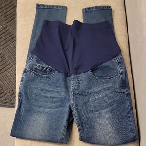 Blue Maternity Jeans with Stretchy Waistband